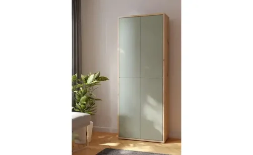 Mehrzweckschrank Bolognano | Asteiche (Nachbildung), Salbeigrün