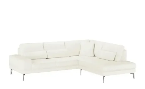 meinSofa Ecksofa aus Leder Dana | Weiß, rechts