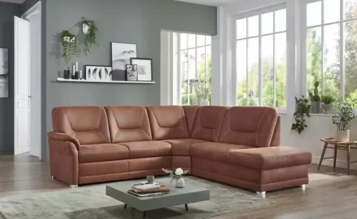 meinSofa Ecksofa aus Mikrofaser Edda | Rotbraun, rechts