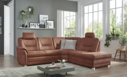 meinSofa Ecksofa aus Mikrofaser Edda | Rotbraun, rechts