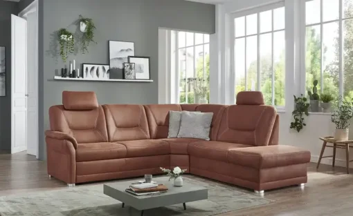 meinSofa Ecksofa aus Mikrofaser Edda | Rotbraun, rechts