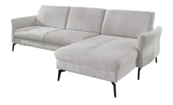 meinSofa Ecksofa Cord DANTE | Silbergrau, rechts