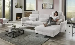 meinSofa Ecksofa Cord DANTE | Silbergrau, rechts