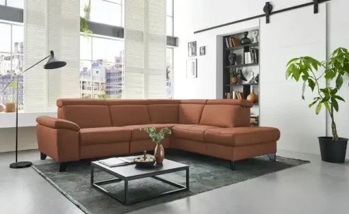 meinSofa Ecksofa Echtleder Linda | Braun, rechts