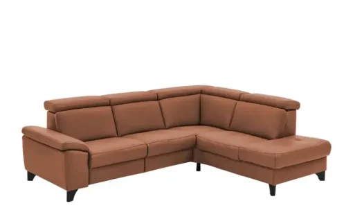 meinSofa Ecksofa Echtleder Linda | Braun, rechts