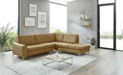 meinSofa Ecksofa mit Sitz und Rückenlehne aus Echtleder Lea | rechts, ohne