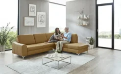 meinSofa Ecksofa mit Sitz und Rückenlehne aus Echtleder Lea | rechts, ohne