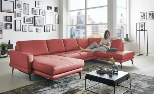 meinSofa Wohnlandschaft aus Mikrofaser Mike | Rot, rechts