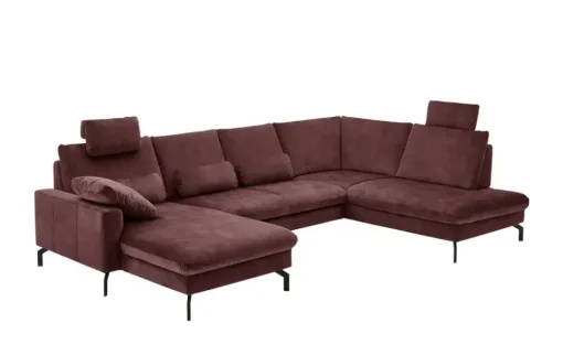 meinSofa Wohnlandschaft aus Mikrofaser Grace | Dunkelrot, rechts
