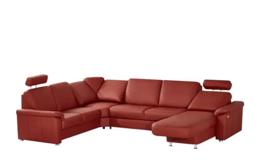 meinSofa Wohnlandschaft Leder Carolin | Rot, links