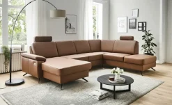 meinSofa Wohnlandschaft mit Sitz- und Rückenbezug aus Leder Kathi | Braun, rechts