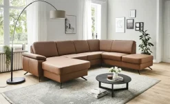 meinSofa Wohnlandschaft mit Sitz- und Rückenbezug aus Leder Kathi | Braun, rechts