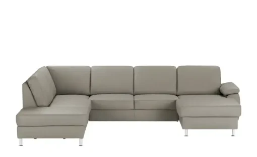 meinSofa Wohnlandschaft mit Sitz- und Rückenbezug aus Leder Kathi | Grau, links