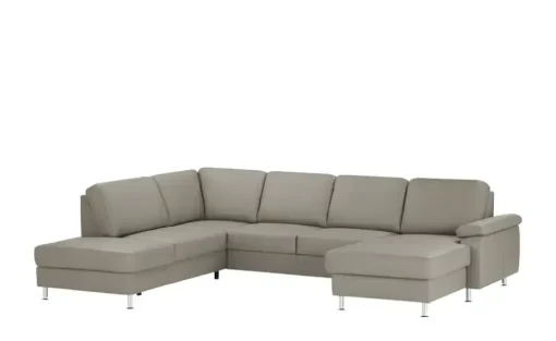 meinSofa Wohnlandschaft mit Sitz- und Rückenbezug aus Leder Kathi | Grau, links