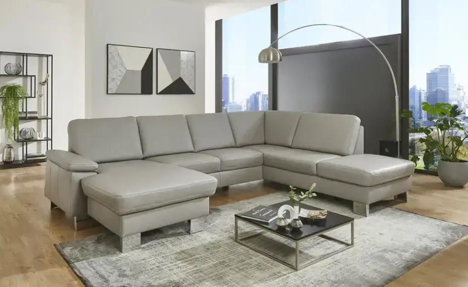 meinSofa Wohnlandschaft mit Sitz- und Rückenbezug aus Echtleder Samu-L | rechts, ohne