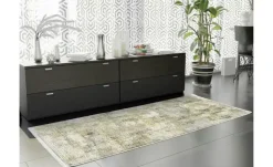 meinTeppich Kurzflorteppich Palermo | Grau, Grün, 80x250 cm