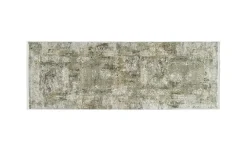 meinTeppich Kurzflorteppich Palermo | Grau, Grün, 80x250 cm