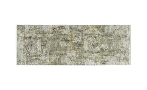 meinTeppich Kurzflorteppich Palermo | Grau, Grün, 80x250 cm