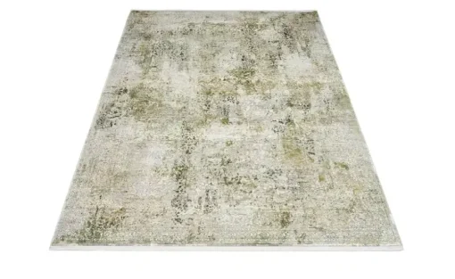 meinTeppich Kurzflorteppich Palermo | Grau, Grün, 80x250 cm