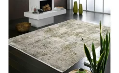 meinTeppich Kurzflorteppich Palermo | Grau, Grün, 80x150 cm