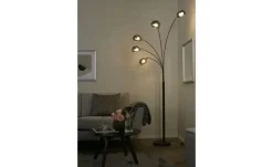 Meisterleuchten Bogenleuchte, 5-flammig, schwarz / Rauchglas