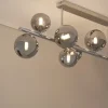 Meisterleuchten Deckenleuchte, 9-flammig, chrom, Rauchglas-Kugeln