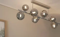 Meisterleuchten Deckenleuchte, 9-flammig, chrom, Rauchglas-Kugeln