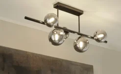 Meisterleuchten Deckenleuchte, 5-flg. schwarzchrom/Rauchglas