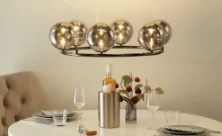 Meisterleuchten LED-Krone 6-flammig, schwarzchrom/Rauchglas