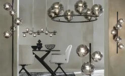 Meisterleuchten LED-Krone 6-flammig, schwarzchrom/Rauchglas