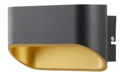 Meisterleuchten LED-Wandleuchte, 2-flammig, schwarz/gold