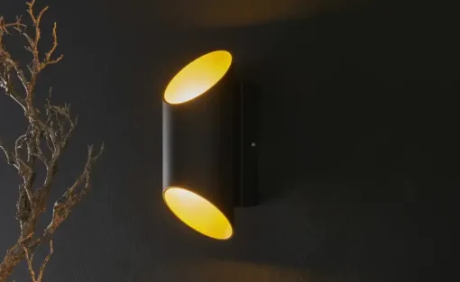 Meisterleuchten LED-Wandleuchte, 2-flammig, schwarz/gold