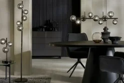 Meisterleuchten Stehleuchte, 5-flammig, schwarzchrom,Rauchglas