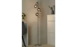 Meisterleuchten Stehleuchte, 6-flammig, chrom, Rauchglas-Kugeln