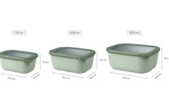 Mepal Multischüssel-Set Cirqula | Olivgrün, Je 1 Schüssel 0,5l, 1,5l und 3,0l