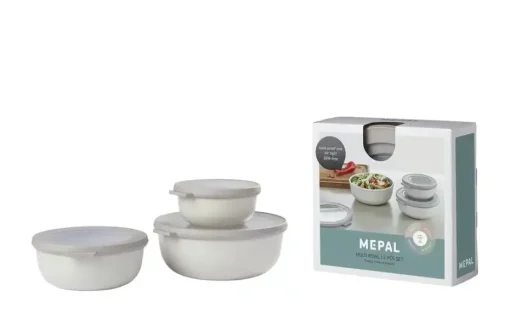 Mepal Multischüssel-Set Cirqula | Weiß, Je 1 Schüssel 0,35l, 0,75l und 1,25l