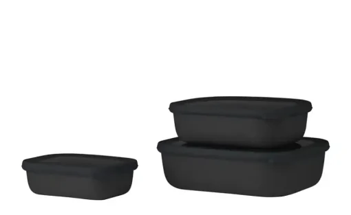 Mepal Multischüssel-Set Cirqula | Schwarz, Je 1 Schüssel 0,5l, 1,0l und 2,0l