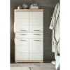 Midischrank SCHLOONSEE, Breite 74cm, 4 Türen, 1 Schubkasten, 4 Fächer, MDF-Front, in verschiedenen Farben erhältlich, Badmöbel, Badschrank, Schrank, Bad Schloonsee | Eiche Sonoma (Nachbildung), Weiß, hochglanz