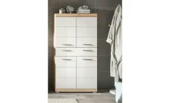 Midischrank SCHLOONSEE, Breite 74cm, 4 Türen, 1 Schubkasten, 4 Fächer, MDF-Front, in verschiedenen Farben erhältlich, Badmöbel, Badschrank, Schrank, Bad Schloonsee | Eiche Sonoma (Nachbildung), Weiß, hochglanz