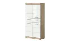 Midischrank SCHLOONSEE, Breite 74cm, 4 Türen, 1 Schubkasten, 4 Fächer, MDF-Front, in verschiedenen Farben erhältlich, Badmöbel, Badschrank, Schrank, Bad Schloonsee | Eiche Sonoma (Nachbildung), Weiß, hochglanz