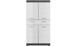 Midischrank SCHLOONSEE, Breite 74cm, 4 Türen, 1 Schubkasten, 4 Fächer, MDF-Front, in verschiedenen Farben erhältlich, Badmöbel, Badschrank, Schrank, Bad Schloonsee | Weiß