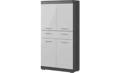 Midischrank SCHLOONSEE, Breite 74cm, 4 Türen, 1 Schubkasten, 4 Fächer, MDF-Front, in verschiedenen Farben erhältlich, Badmöbel, Badschrank, Schrank, Bad Schloonsee | Weiß