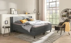 Motor-Boxspringbett Synda | Anthrazit, Dunkelgrau, 140 cm