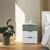 Nachttisch Skyla | Weiß, Salbeigrün, Weiß, Salbeigrün