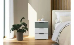 Nachttisch Skyla | Weiß, Salbeigrün, Weiß, Salbeigrün