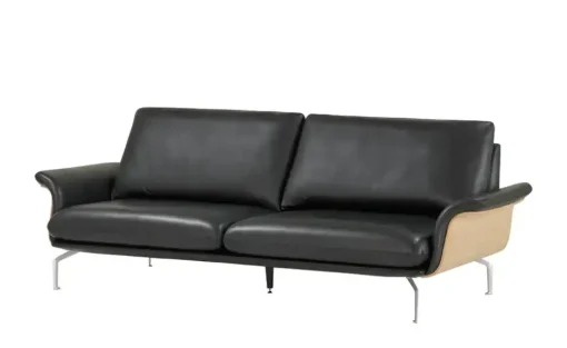 Nils Olsen Ledersofa aus Echtleder Alva | 3, Schwarz