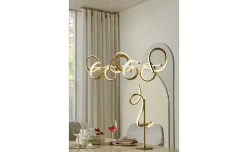 Paul Neuhaus LED-Pendelleuchte, goldfarben geschwungen