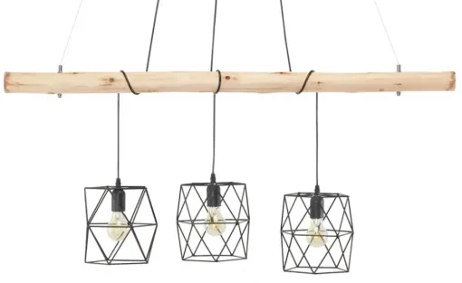 Paul Neuhaus Pendelleuchte, 3-flammig, Holz / Metall Schwarz