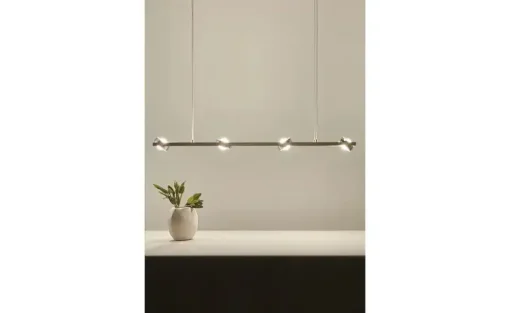 Paul Neuhaus Smart Home-Pendelleuchte, 8-flammig, Nickel matt