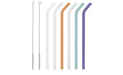 Peill+Putzler Glas-Trinkhalm-Set | mehrfarbig, gebogen
